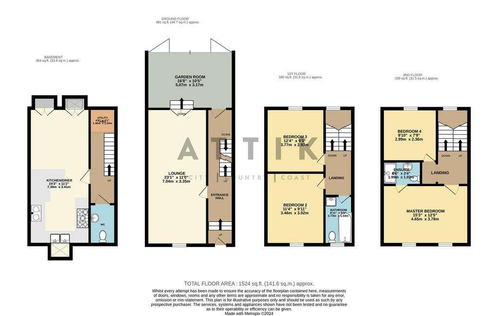 4 bedroom town house for sale - floorplan