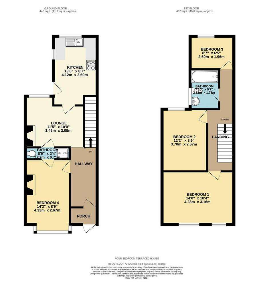 4 bedroom terraced house for sale - floorplan