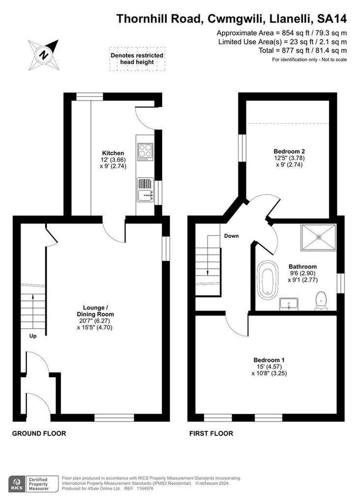 2 bedroom semi-detached house for sale - floorplan