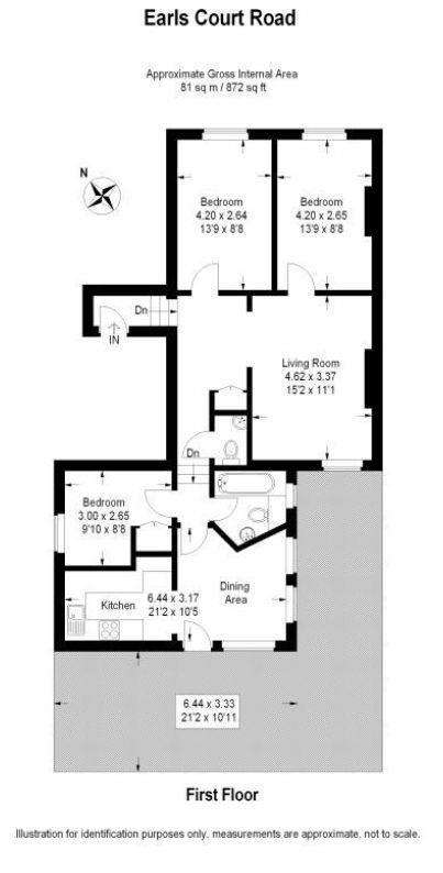 3 bedroom flat to rent - floorplan