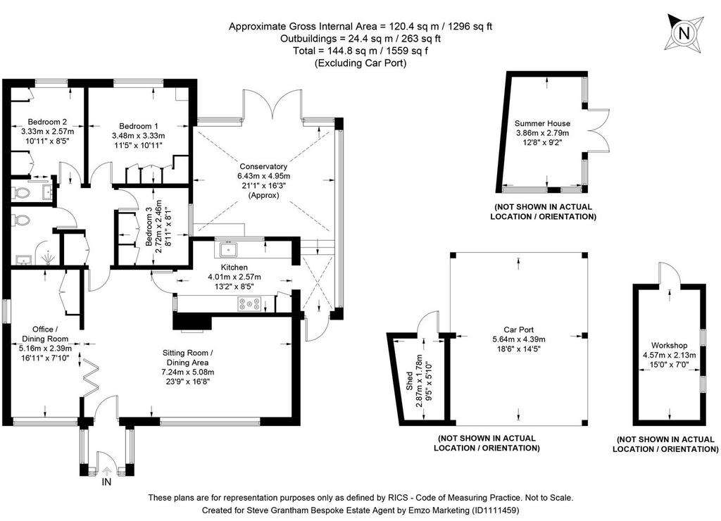 3 bedroom detached bungalow for sale - floorplan