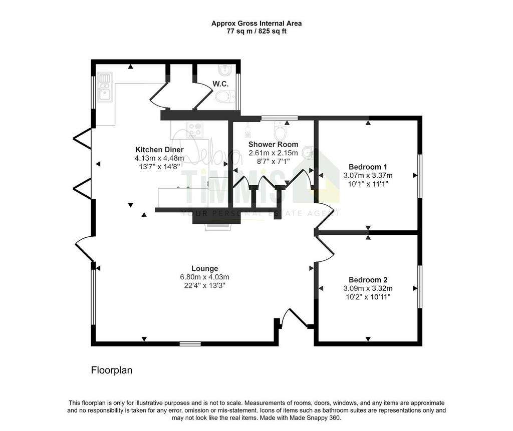 2 bedroom detached bungalow for sale - floorplan