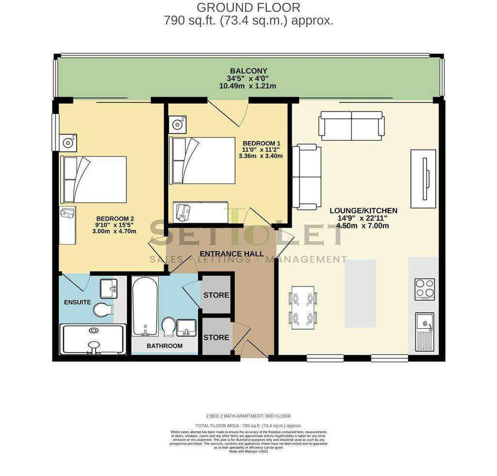 2 bedroom flat to rent - floorplan