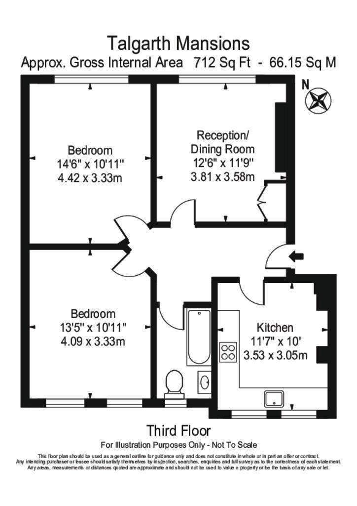 2 bedroom flat to rent - floorplan