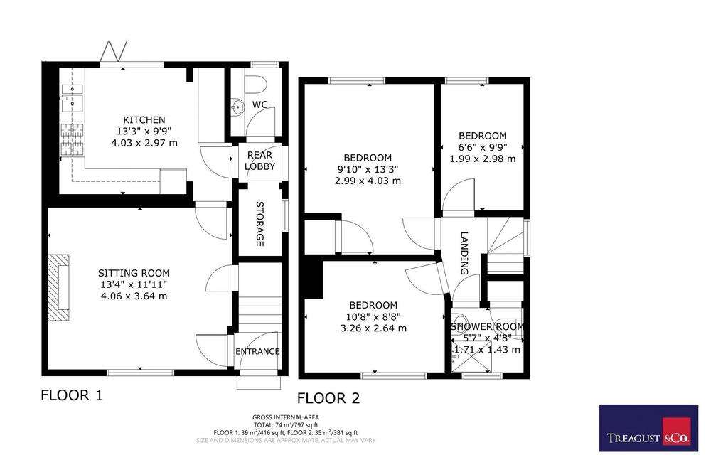 3 bedroom semi-detached house for sale - floorplan