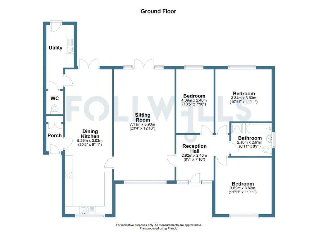 3 bedroom detached bungalow to rent - floorplan