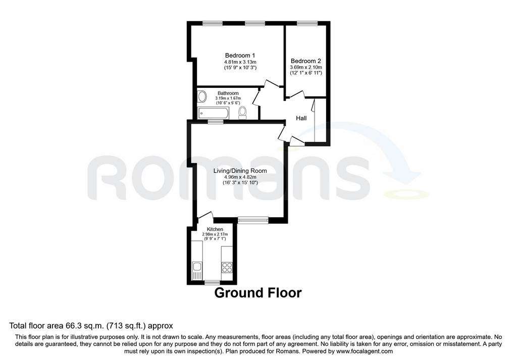 2 bedroom flat to rent - floorplan