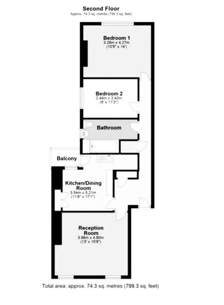 2 bedroom flat to rent - floorplan