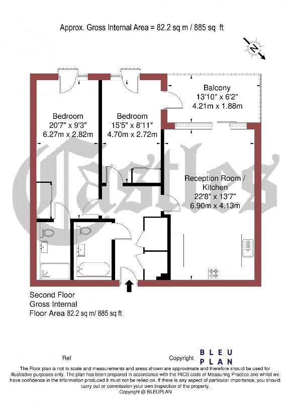 2 bedroom flat for sale - floorplan