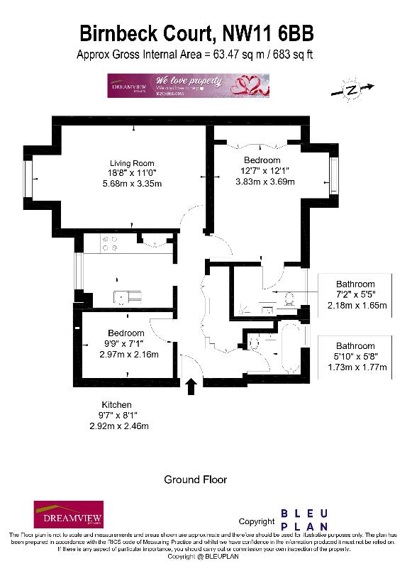 2 bedroom flat for sale - floorplan