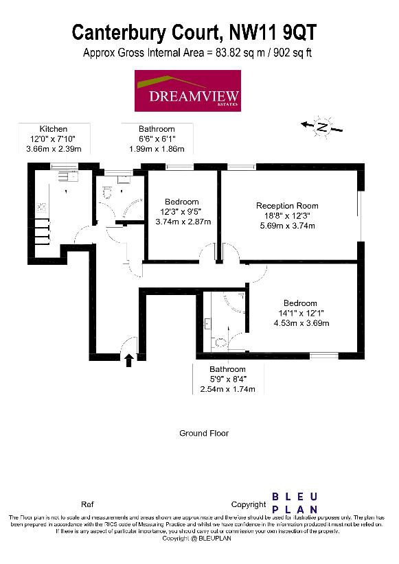 2 bedroom flat for sale - floorplan