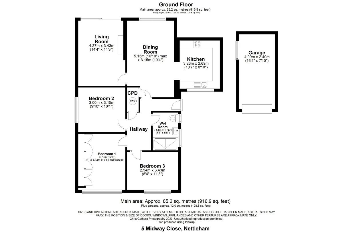 3 bedroom bungalow for sale - floorplan