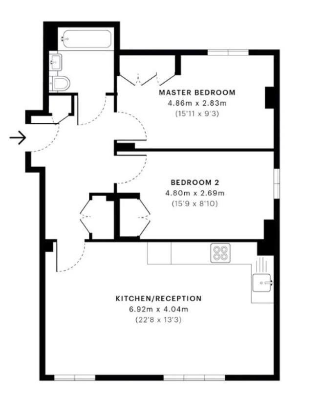 2 bedroom flat for sale - floorplan