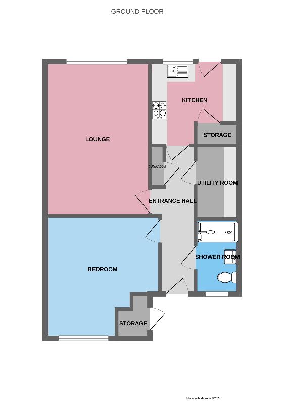 1 bedroom bungalow for sale - floorplan