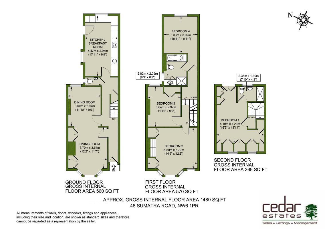 4 bedroom terraced house for sale - floorplan