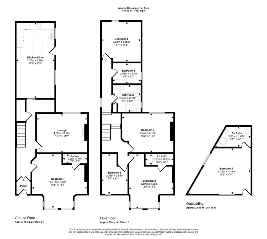 6 bedroom town house for sale - floorplan