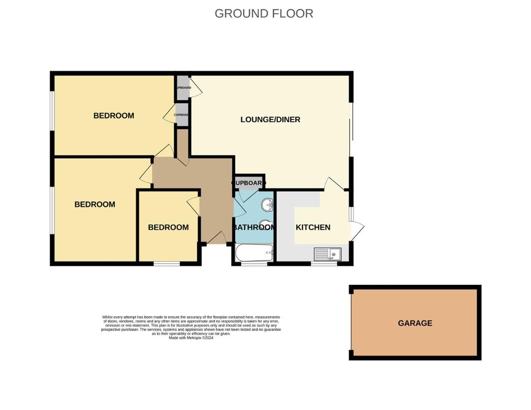 3 bedroom bungalow for sale - floorplan