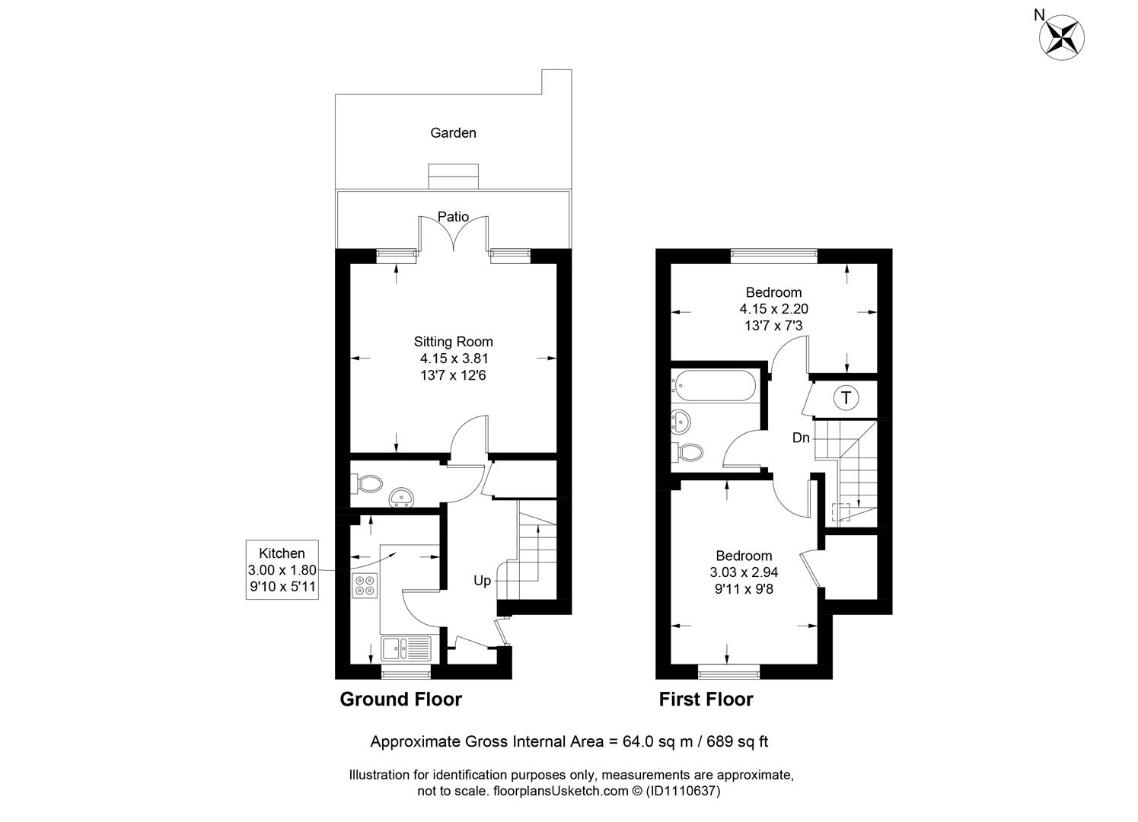 2 bedroom town house for sale - floorplan