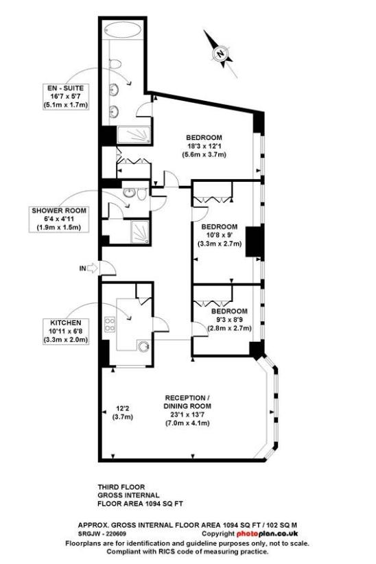 3 bedroom flat for sale - floorplan