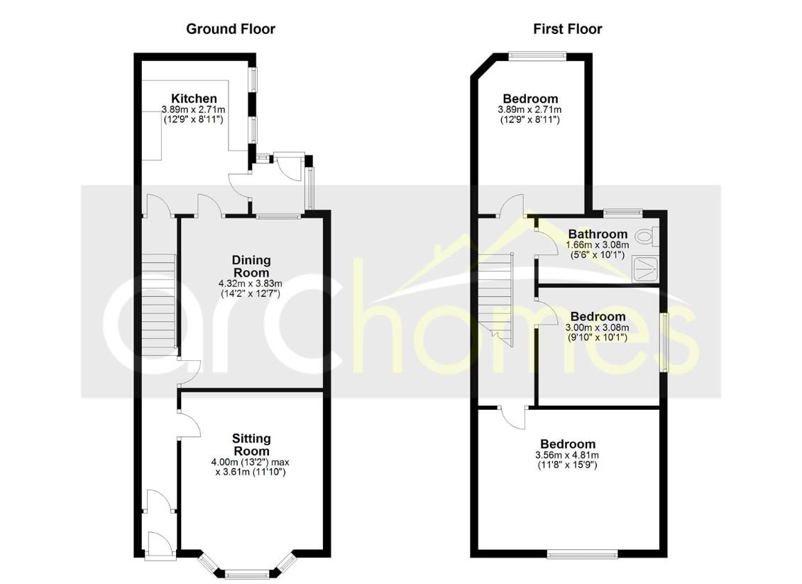 3 bedroom end of terrace house for sale - floorplan