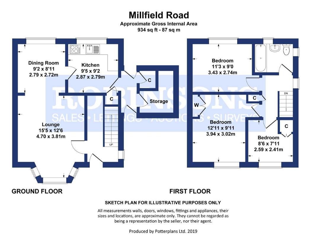 3 bedroom semi-detached house for sale - floorplan