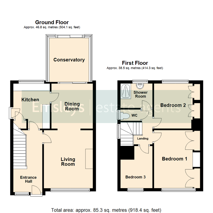 3 bedroom semi-detached house for sale - floorplan