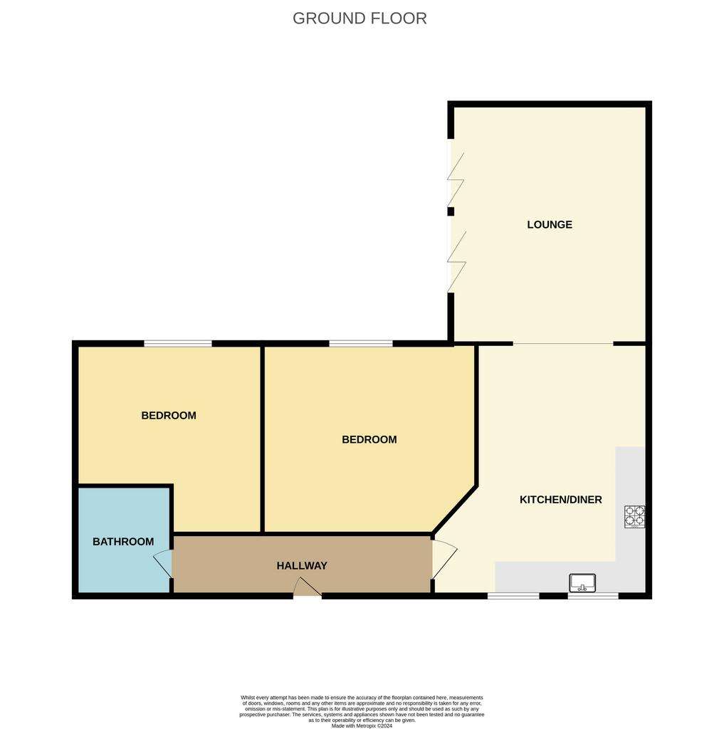 2 bedroom bungalow for sale - floorplan