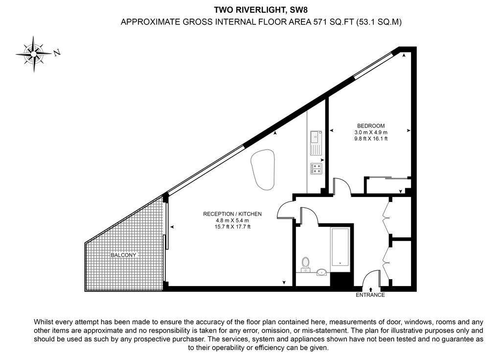 1 bedroom flat to rent - floorplan