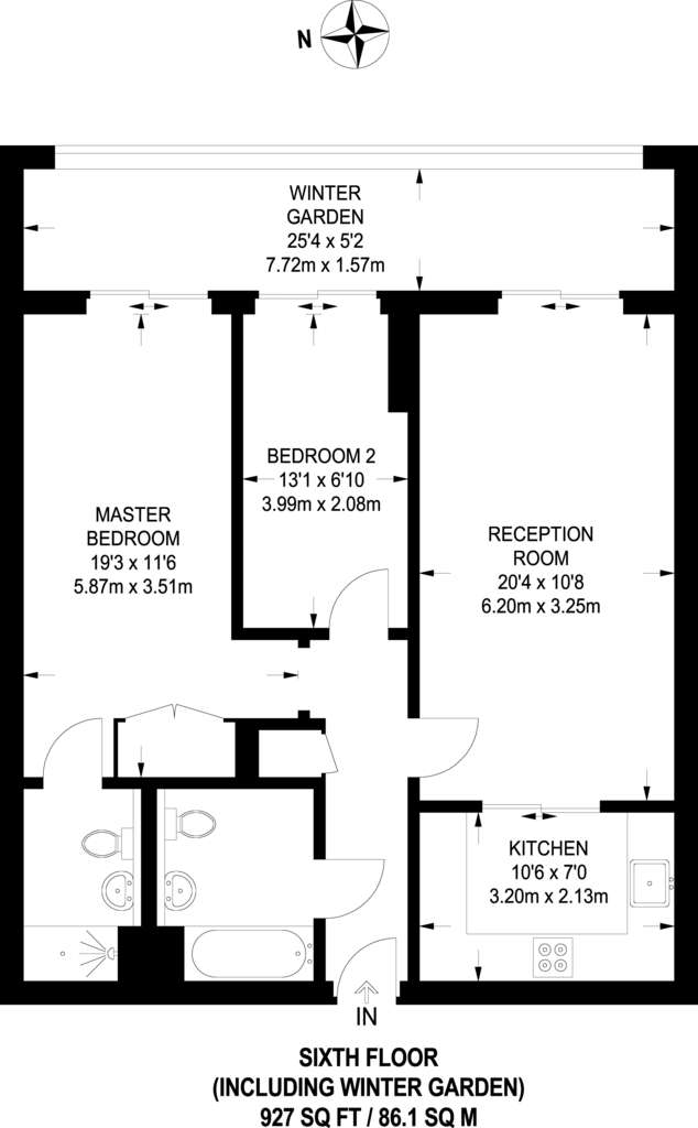 2 bedroom flat to rent - floorplan