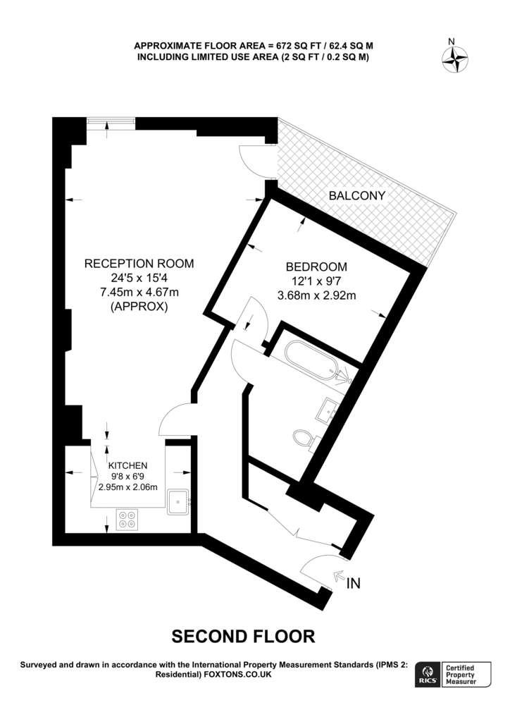 1 bedroom flat to rent - floorplan