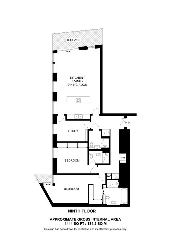 3 bedroom flat to rent - floorplan