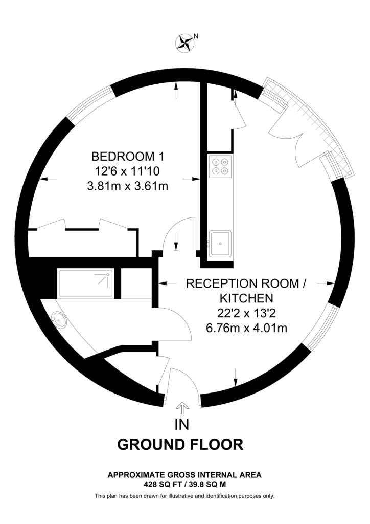 1 bedroom flat to rent - floorplan