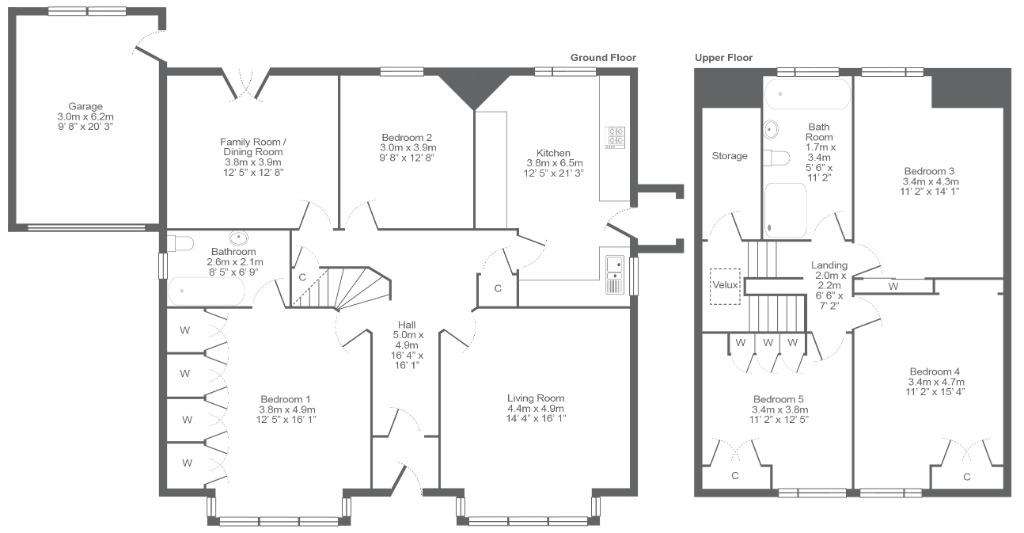 5 bedroom bungalow to rent - floorplan