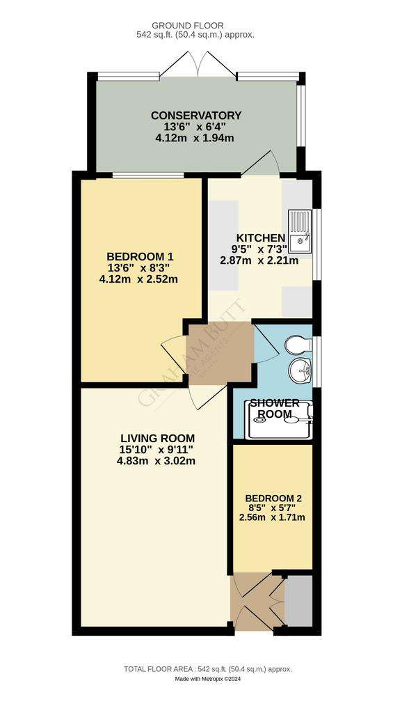 2 bedroom bungalow for sale - floorplan