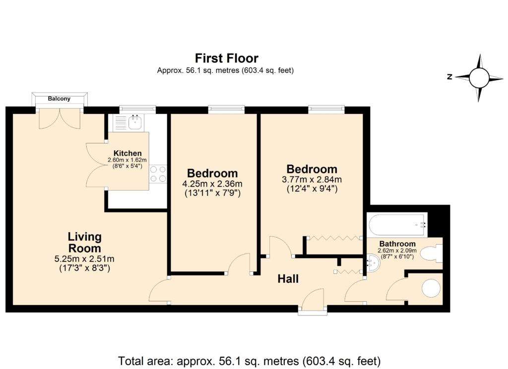 2 bedroom retirement property for sale - floorplan