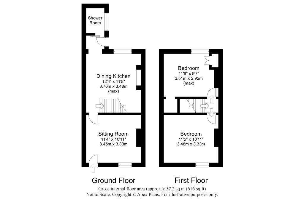 2 bedroom terraced house for sale - floorplan