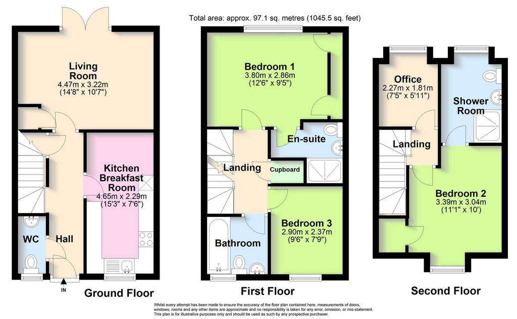 3 bedroom terraced house for sale - floorplan