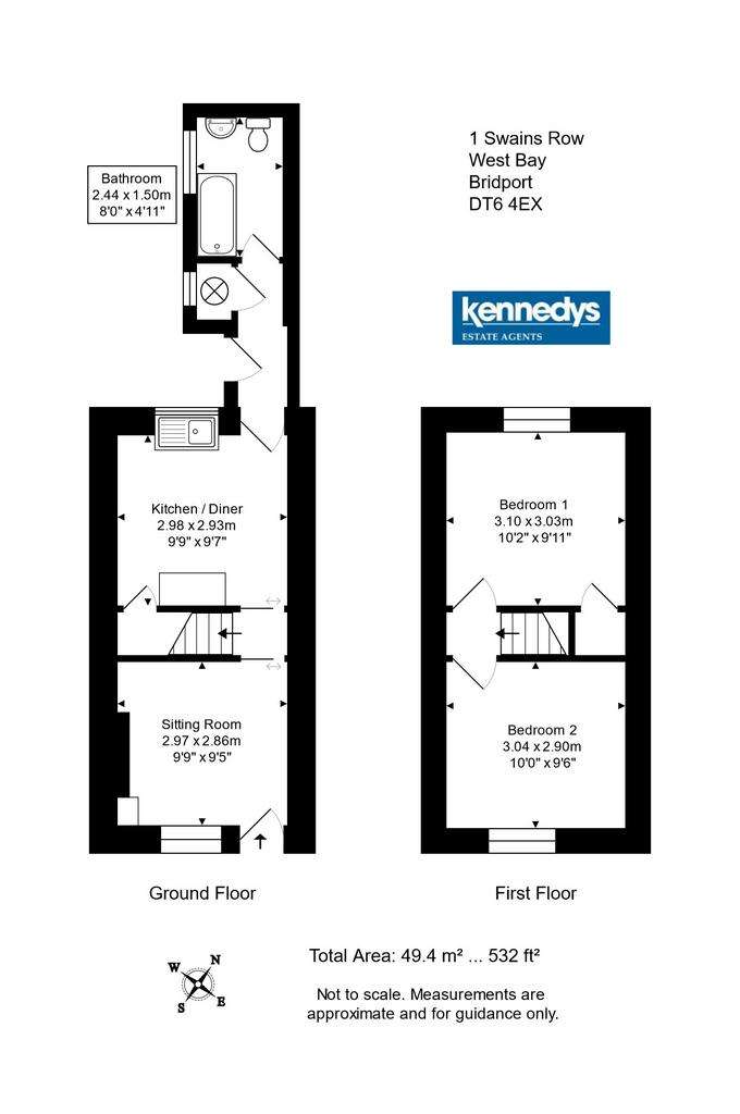 2 bedroom end of terrace house for sale - floorplan