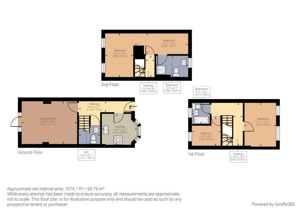 3 bedroom town house to rent - floorplan