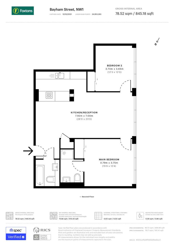 2 bedroom flat to rent - floorplan