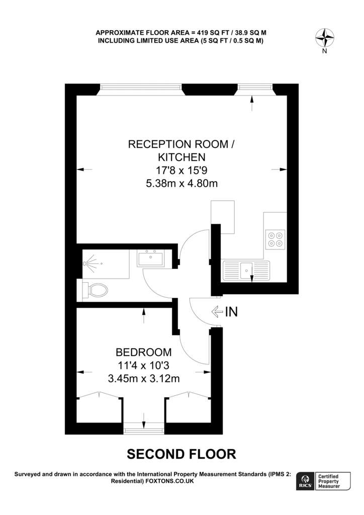 1 bedroom flat to rent - floorplan