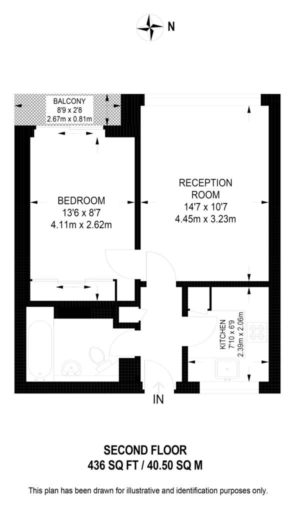 1 bedroom flat to rent - floorplan