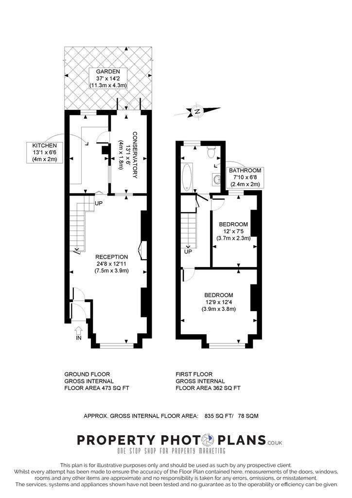 2 bedroom terraced house to rent - floorplan