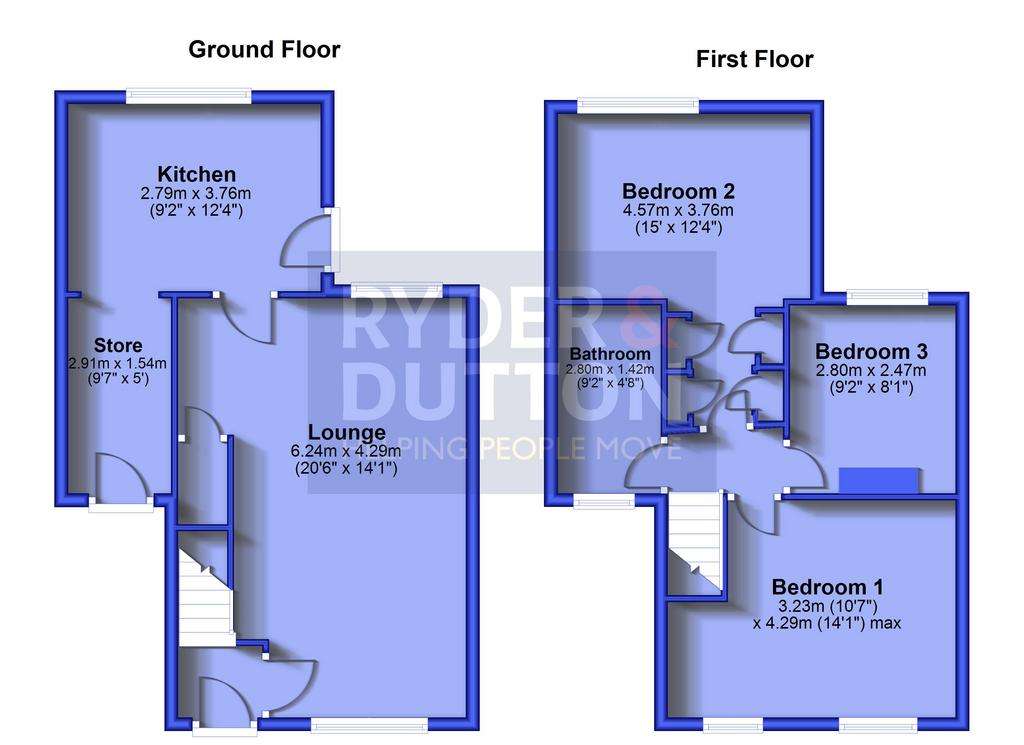 3 bedroom semi-detached house for sale - floorplan