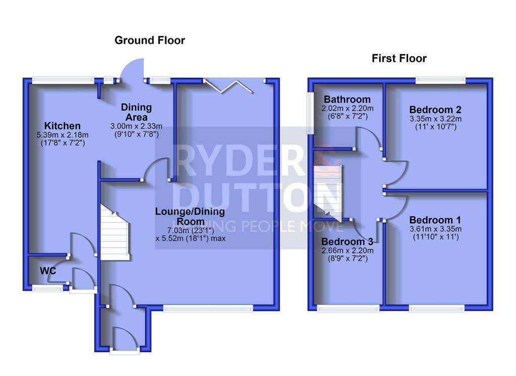 3 bedroom semi-detached house for sale - floorplan