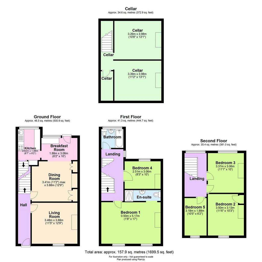 5 bedroom terraced house for sale - floorplan