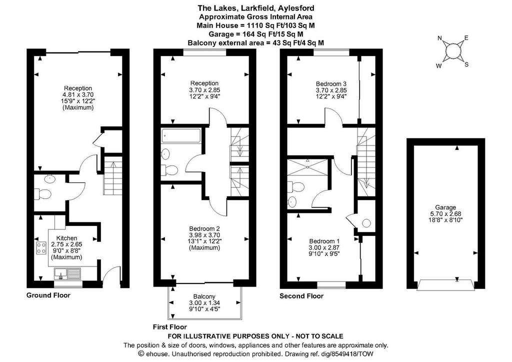 3 bedroom terraced house for sale - floorplan