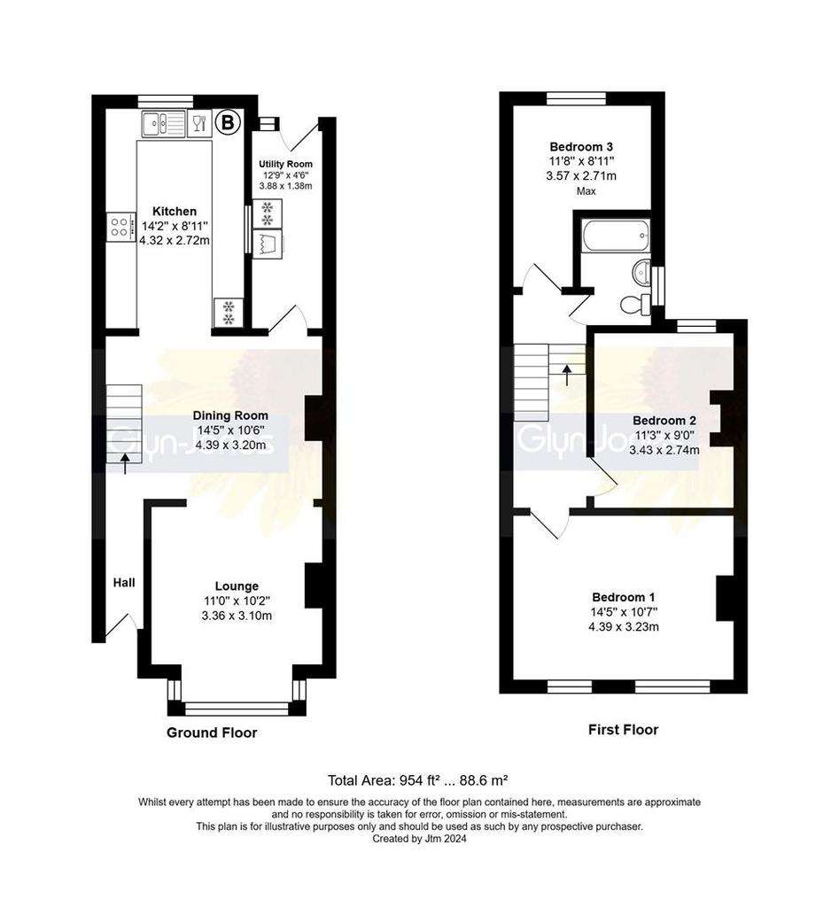 3 bedroom terraced house for sale - floorplan