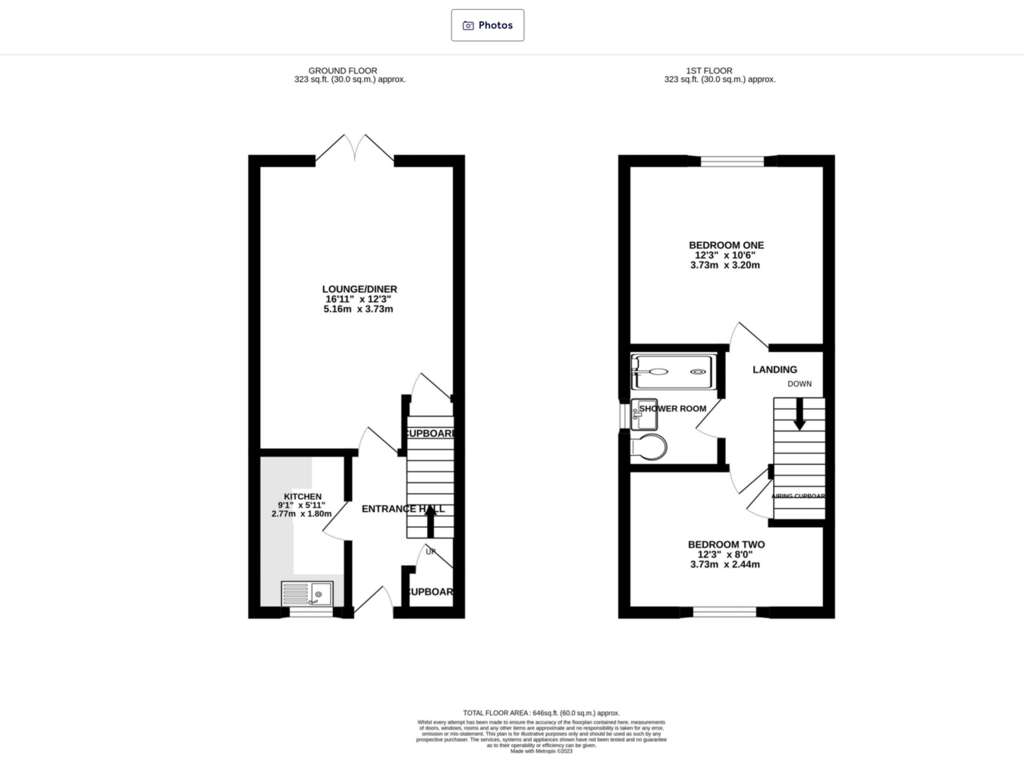 2 bedroom end of terrace house for sale - floorplan