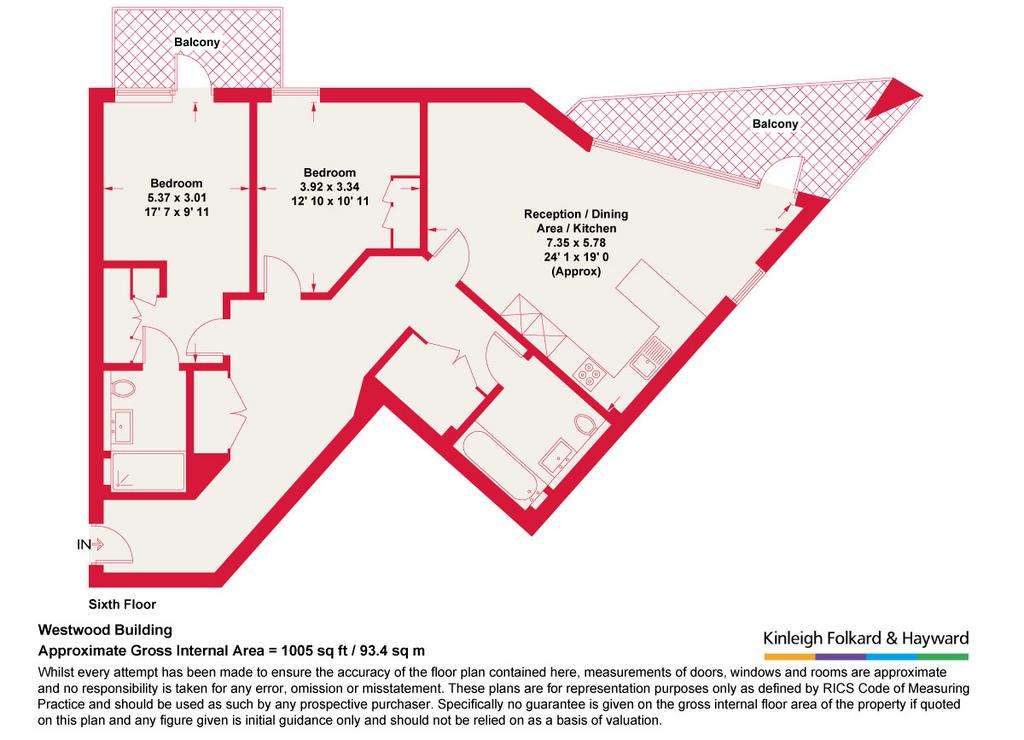 2 bedroom flat to rent - floorplan